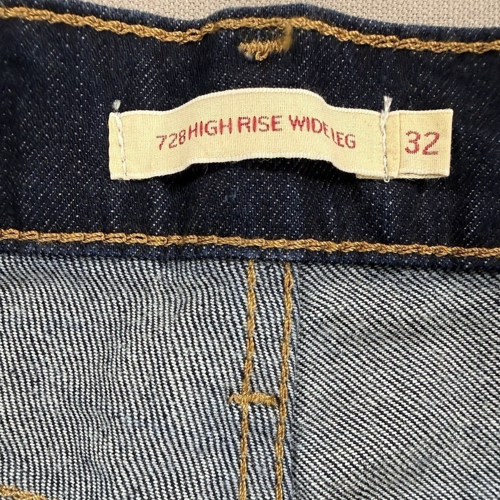 Levi's 728 Jeans Women's 32x32 Premium High-Rise Wide Leg Denim Stretch Blue NWT - Picture 5 of 15
